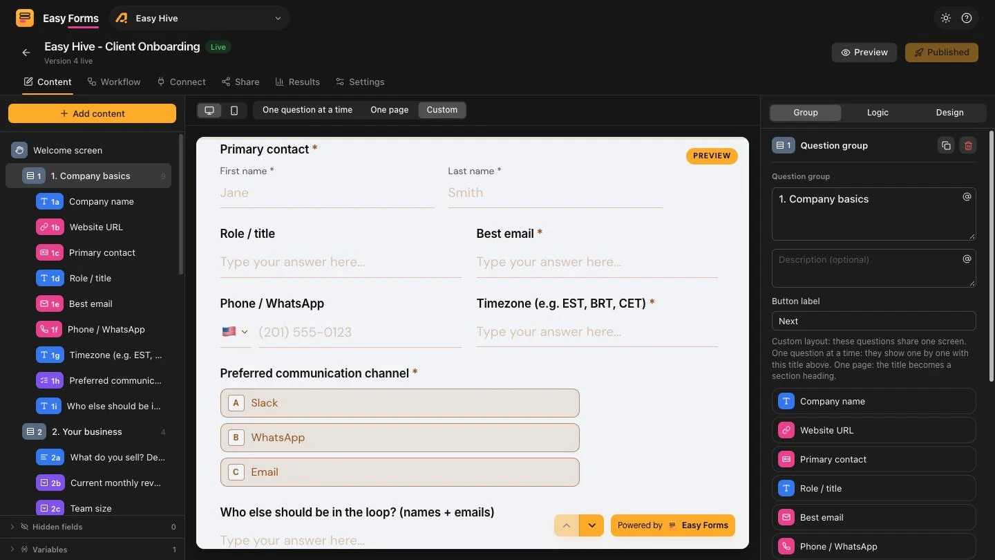 Easy Forms form builder